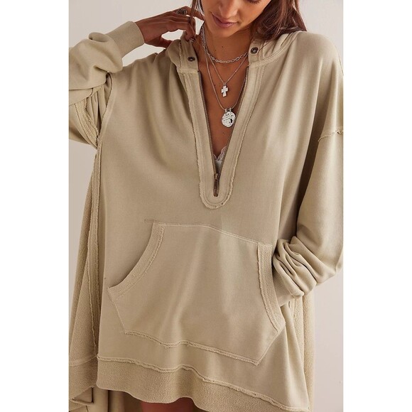 Free People North Sweatshirt Hoodie Tunic Top Oversized Slouchy Cotton XS 283699 - Picture 3 of 11